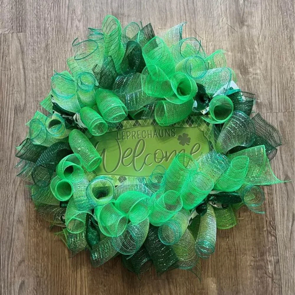 Handmade Wreath! St Patrick's Day! Leprechauns Welcome!